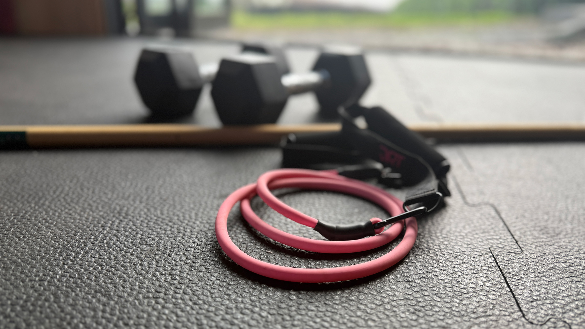 The optional equipment used in the program: foam roller, resistance bands and a balance ball