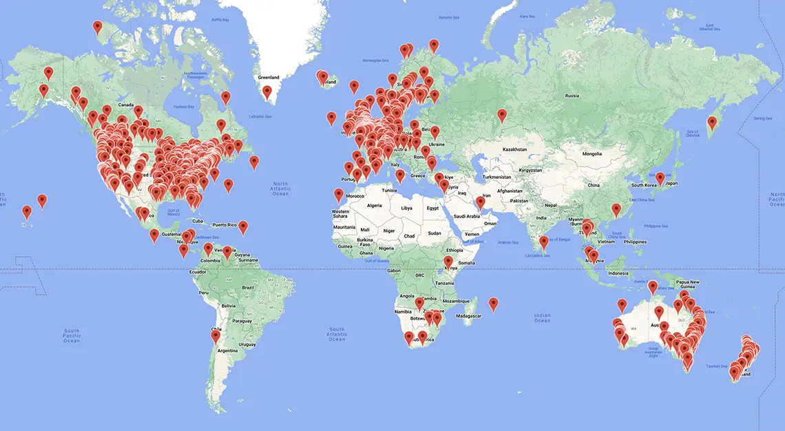 World map showing Dressage Rider Training participants across 81 countries